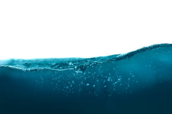 Underwater - water drops on blue surface