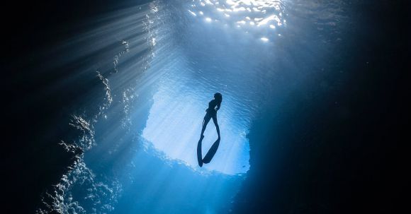 Underwater Exploration - Scuba Diver Under Water