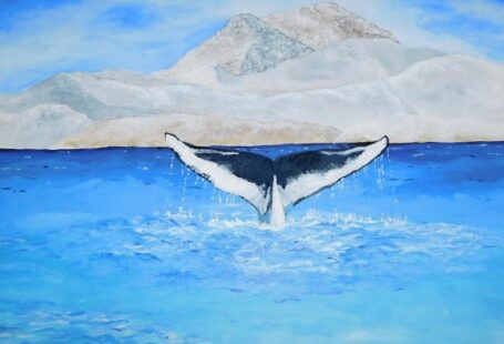 Ice Diving - a painting of a whale's tail in the water