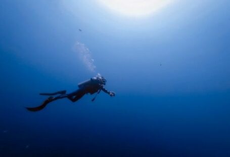Diver - person swimming under water photography