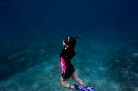 Snorkeling - Woman in Black and Pink Swimsuit Underwater