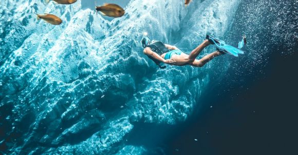 Snorkeling - Diver Swimming Underwater