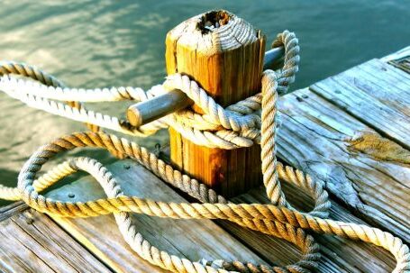 Marine - Brown Wooden Dock With Post Tied With Brown Rope