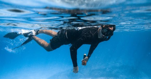 Snorkeling - Man Snorkeling in Sea