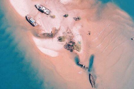 Sunken Ship - Aerial View Of Body Of Water