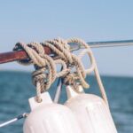 Marine - Gray Rope Tied on Brown Metal Rod