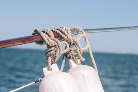 Marine - Gray Rope Tied on Brown Metal Rod