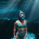 Diving Mask - Woman in Swimsuit Diving in Sea