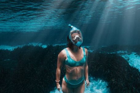 Diving Mask - Woman in Swimsuit Diving in Sea