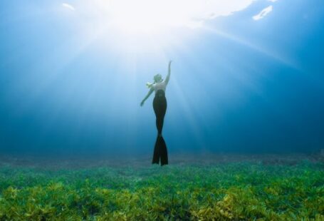 Scuba Diving - a woman standing in the middle of a grassy field