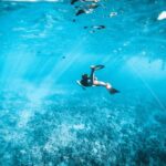 Snorkeling - man in black shorts swimming in water