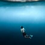 Snorkeling - Underwater View of a Man Snorkeling Near the Surface