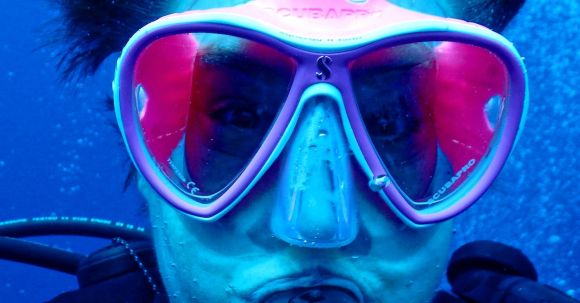 Diving Mask - Person Wearing Goggles Underwater