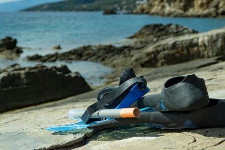 Snorkel - Black Rubber Flipper on Gray Concrete Surface during Daytime