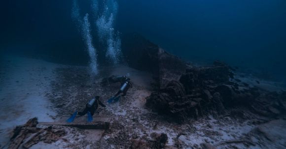 Shipwrecks For Diving - Scuba Divers Swimming near Shipwreck