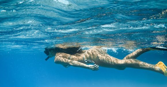 Snorkeling - Woman in Blue Water