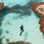 Snorkeling - A Man in Black Wet Suit in Water
